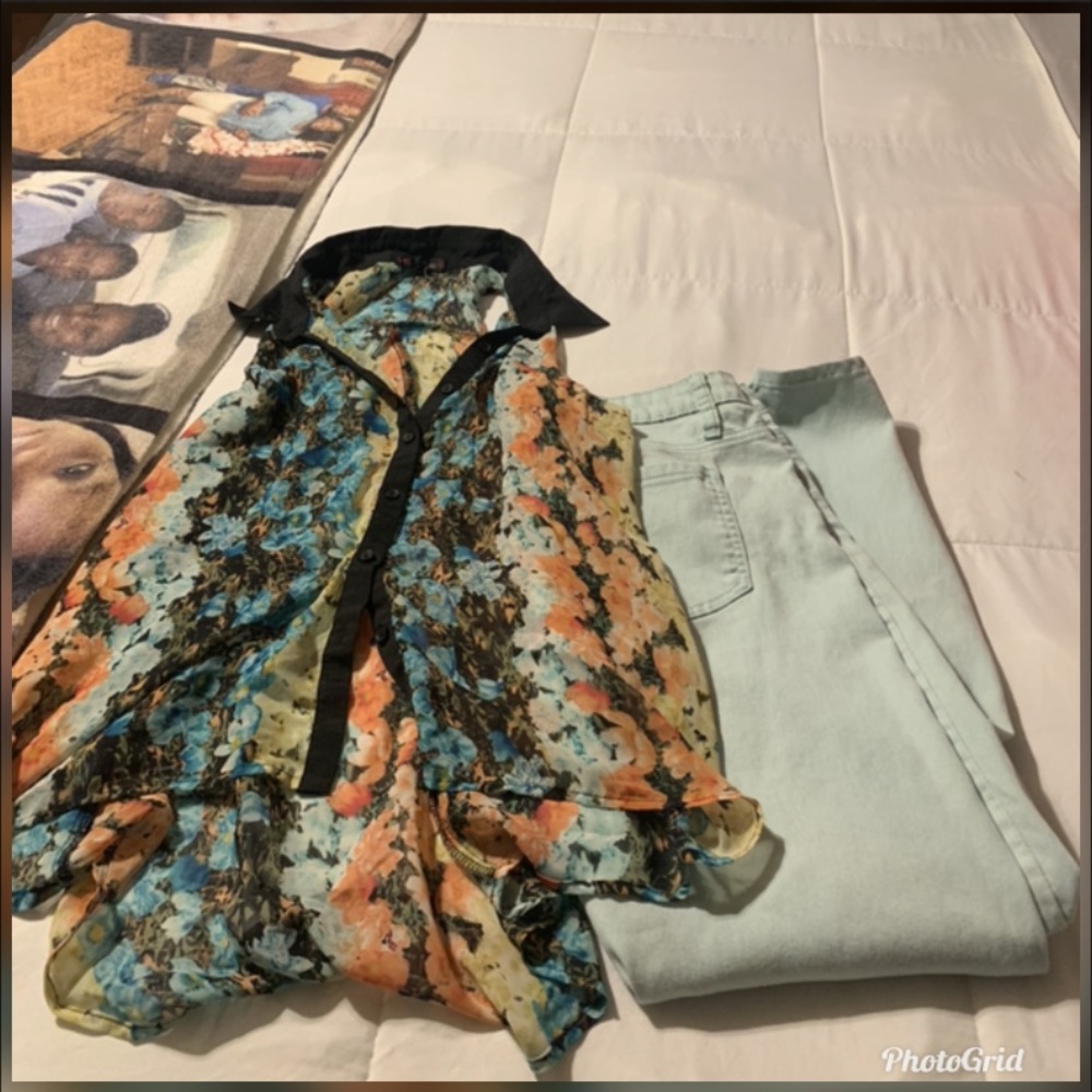 high low shirt and jeans